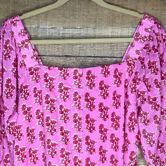 Ro's Garden Hamilton Mini Dress Delfina Pink Red Floral Size Large NWT - Picture 9 of 12